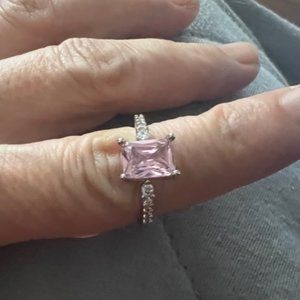 New Jackpot Candles silver ring with pink stone in size 6